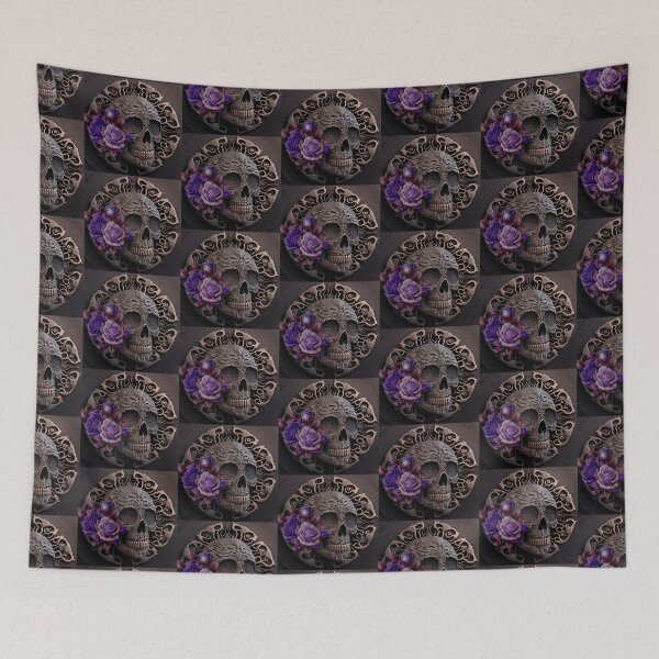 Item preview, Gothic Skull Mandala With Purple Roses designed and sold by Healio2.