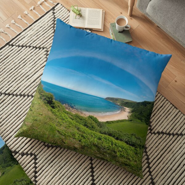 Kinnagoe Bay Panorama Floor Pillow