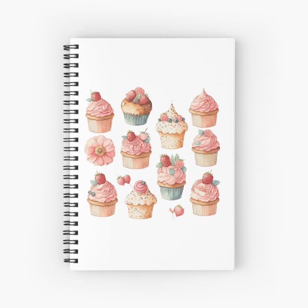 Delicious Cupcakes Watercolor Spiral Notebook