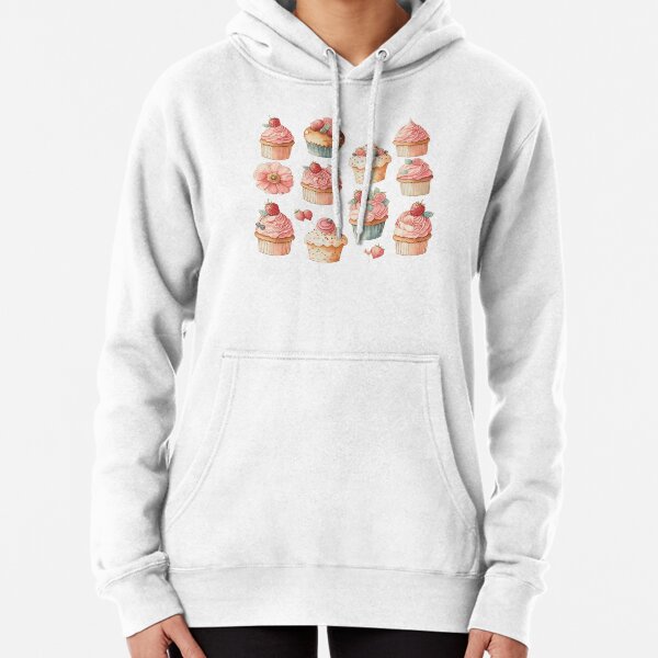 Delicious Cupcakes Watercolor Pullover Hoodie