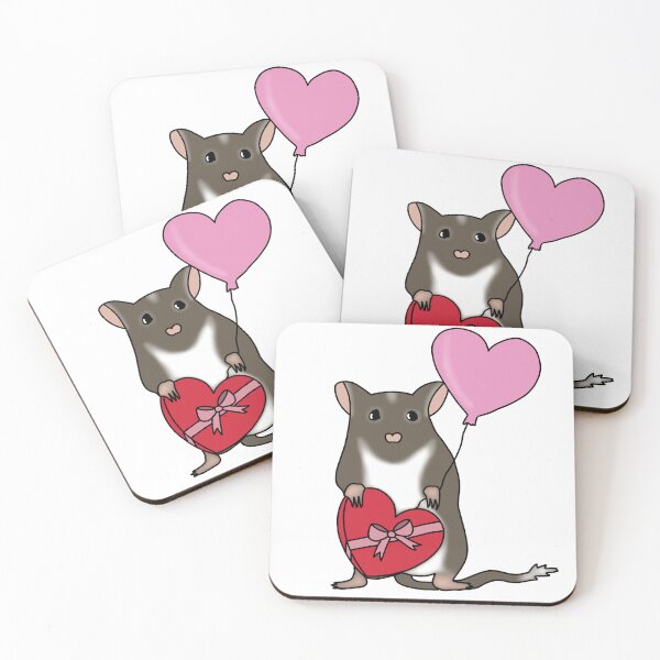 Item preview, Cute brown gerbil with heart balloon and chocolates designed and sold by Becky-Marie.