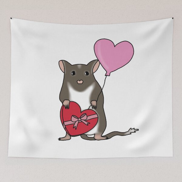 Item preview, Cute brown gerbil with heart balloon and chocolates designed and sold by Becky-Marie.