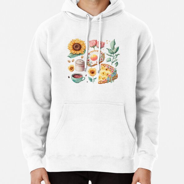 Mediterranean Breakfast Watecolor Pullover Hoodie