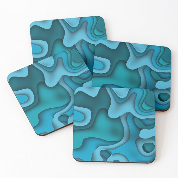 Item preview, Abstract Geometric square. Wave pattern and Curved Freeline for Paper Cut design on Blue-Green Monotone designed and sold by Gugurat.