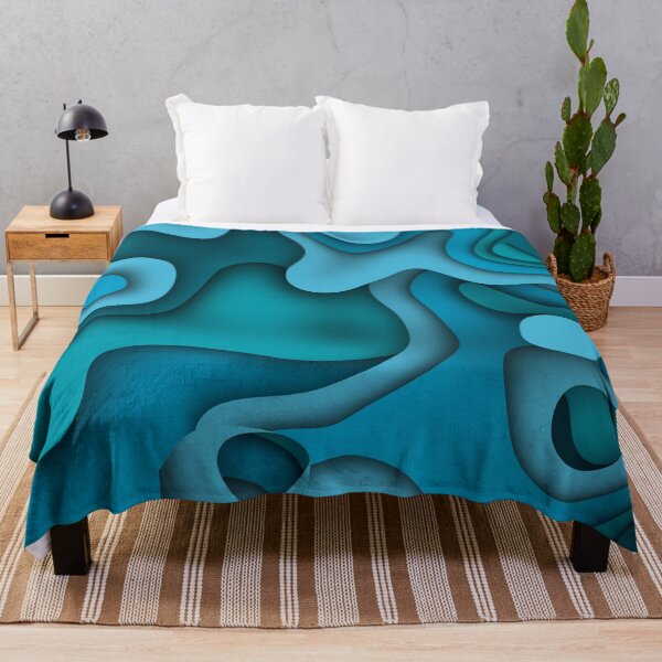 Item preview, Abstract Geometric square. Wave pattern and Curved Freeline for Paper Cut design on Blue-Green Monotone designed and sold by Gugurat.