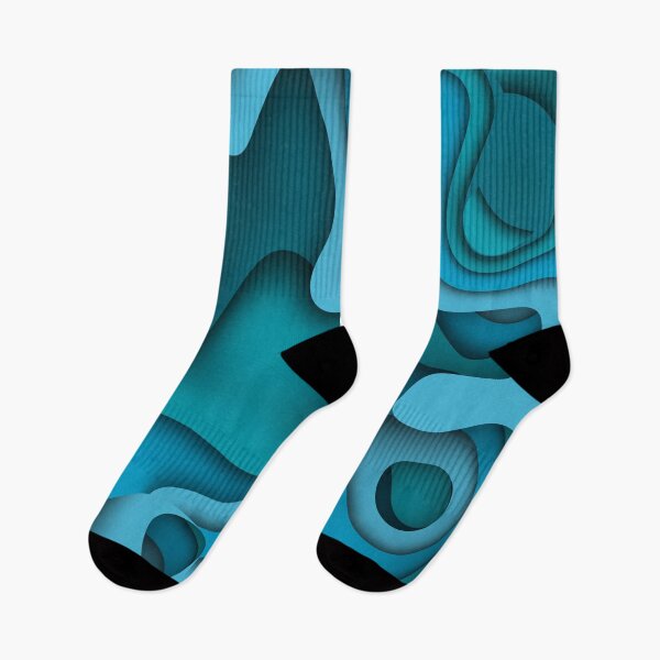Item preview, Abstract Geometric square. Wave pattern and Curved Freeline for Paper Cut design on Blue-Green Monotone designed and sold by Gugurat.