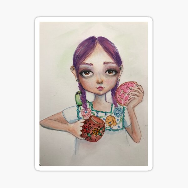 Concha and chocolate [latina art [mexican art Sticker