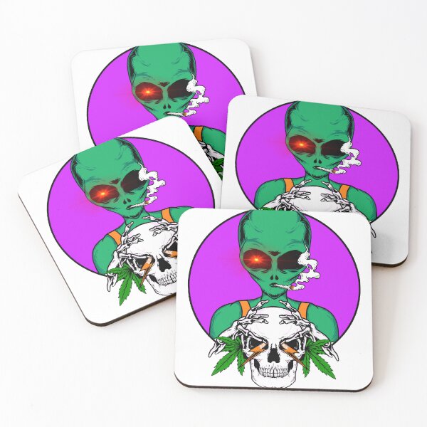 Item preview, Alien With Glowing Eye, Alien Smoking Weed Illustration , Skull With Weed  designed and sold by Assif99.