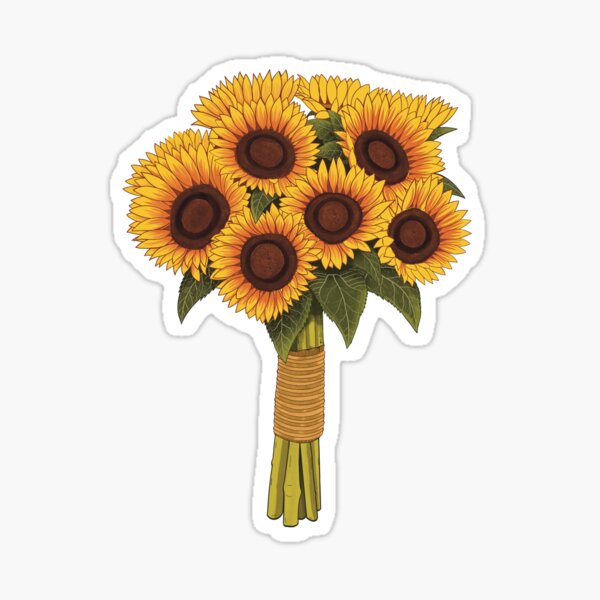 sunflower bouquet illustration for flowers lovers Sticker
