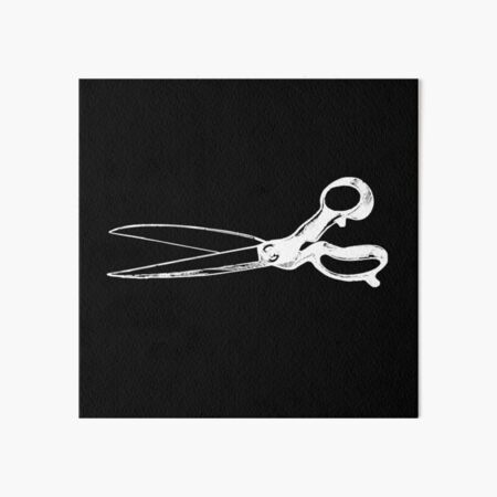 Black and White Scissors Drawing Art Board Print for Sale by Cam Guay