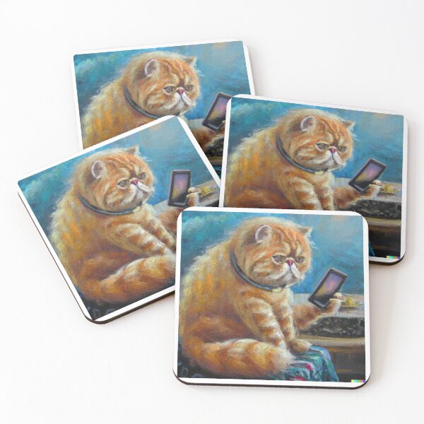 Item preview,  Rich cat watching phone  ,  artistic and graphic  illustration of rich street cat designed and sold by Rishabhthinks.
