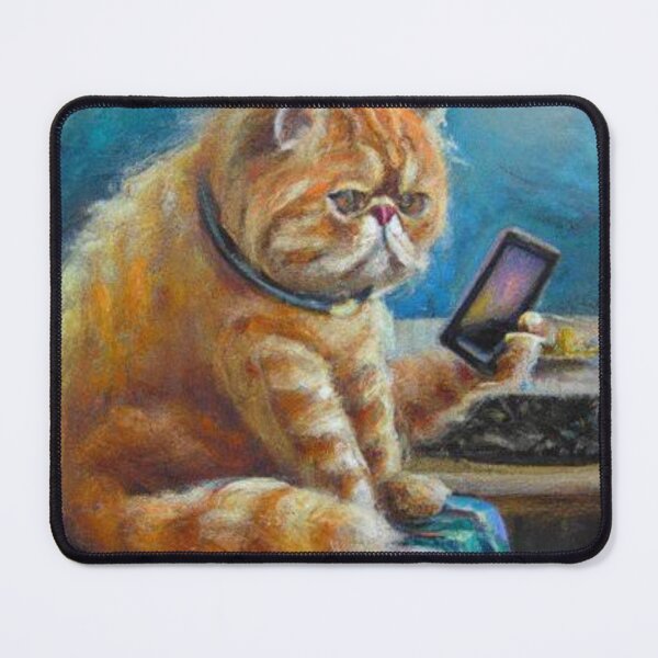 Item preview, Rich cat watching phone , artistic and graphic illustration of rich street cat designed and sold by Rishabhthinks.