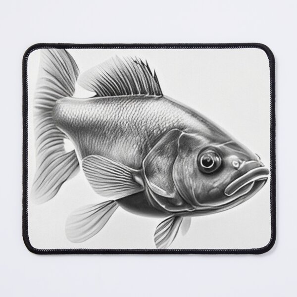 Artikelvorschau, Schwarz-weiß-goldene Fisch-Bleistiftzeichnung entworfen und verkauft von Pencil-Art.
