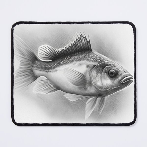 Artikelvorschau, Schwarz-weiß-goldene Fisch-Bleistiftzeichnung entworfen und verkauft von Pencil-Art.