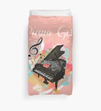 Piano Girl Music Duvet Cover