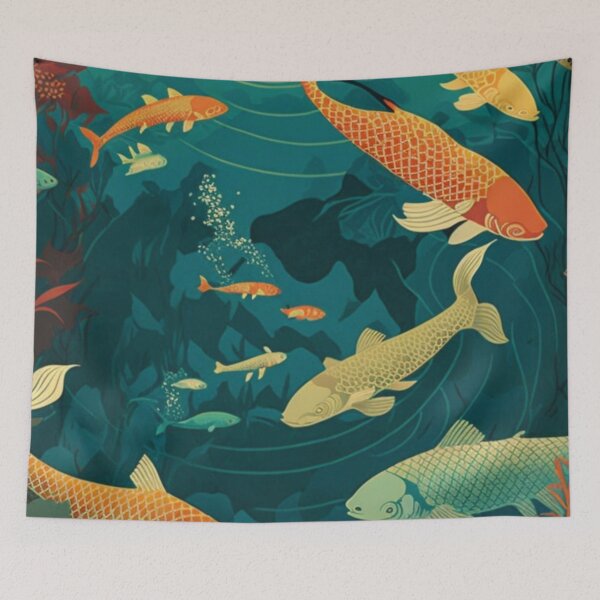 Item preview, Fishes Japanese Ukiyoe Design | Asian style designed and sold by iMasterHox.