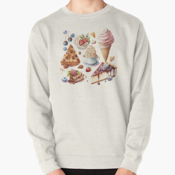 Cakes and ice cream Watercolor Pullover Sweatshirt