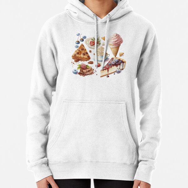 Cakes and ice cream Watercolor Pullover Hoodie