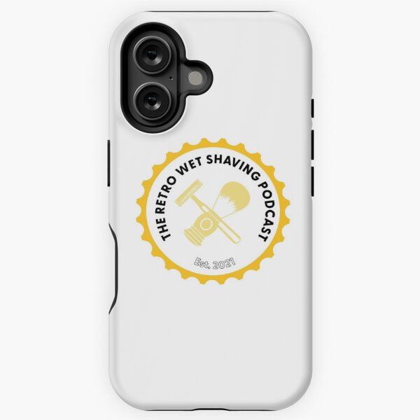 Item preview, The Retro Wet Shaving Podcast logo yellow and white designed and sold by The-Retro-WSP.