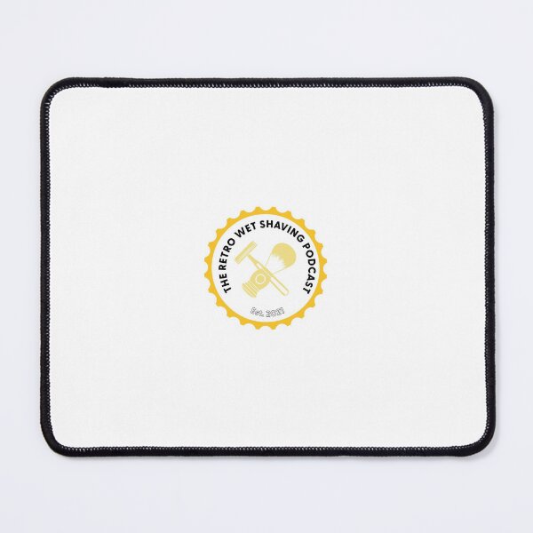 Item preview, The Retro Wet Shaving Podcast logo yellow and white designed and sold by The-Retro-WSP.