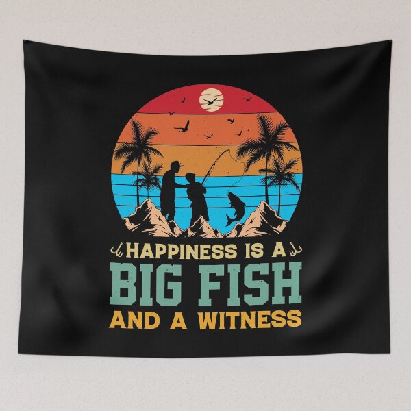 Item preview, Happiness Is A Big Fish And A Witness Vintage Design - Funny Fishing Retro designed and sold by naworas.