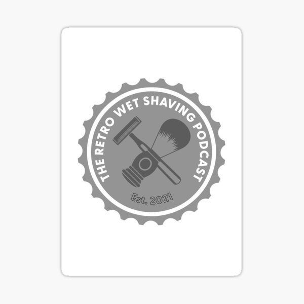 Item preview, Grey and white logo The Retro Wet Shaving Podcast designed and sold by The-Retro-WSP.