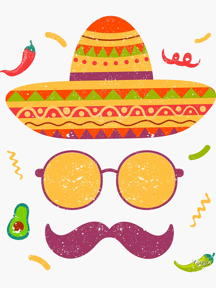 Sombrero Face Cinco De Mayo Mexican Fiesta Sticker For Sale By Yanyo Redbubble 6046