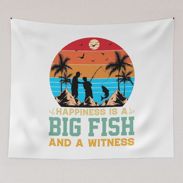 Item preview, Happiness Is A Big Fish And A Witness Vintage Design - Funny Fishing Retro designed and sold by naworas.