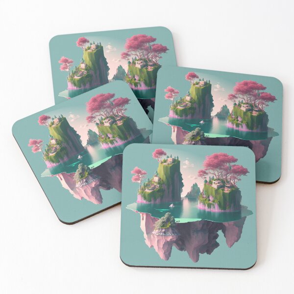 Item preview, Floating islands with a pleasant landscape designed and sold by texta-designs.