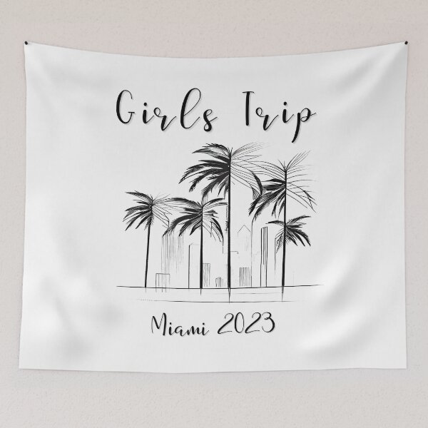 Item preview, Girls Trip to Miami 2023: Glamorous Miami, Palm Trees, simple design, minimalist shapes with clean lines, modern and elegant look, stylish and classic appeal (5) designed and sold by TourDePassion.