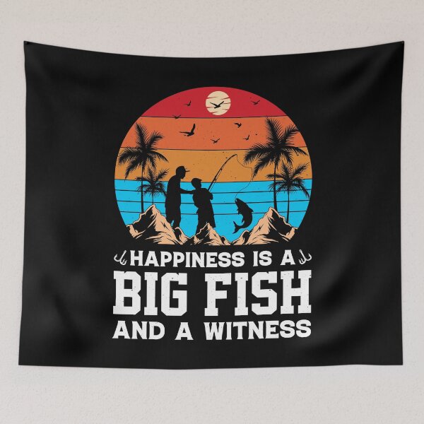 Item preview, Happiness Is A Big Fish And A Witness Retro Design - Funny Fishing Vintage designed and sold by naworas.
