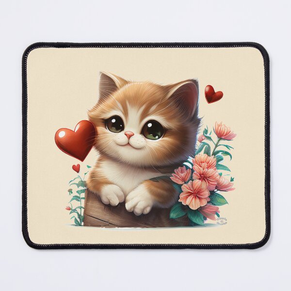 Item preview, Cuteness Overload Ginger Kitten with love hearts and flowers by Orikall designed and sold by HippieWorks.