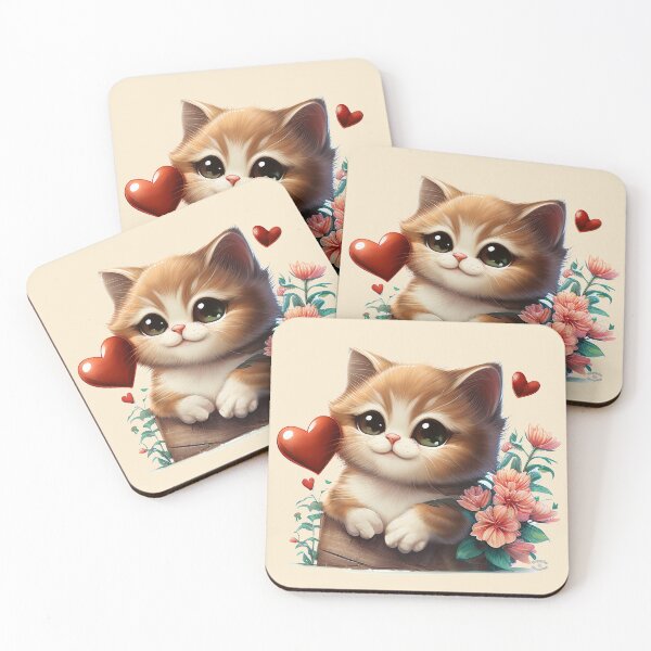 Item preview, Cuteness Overload Ginger Kitten with love hearts and flowers by Orikall designed and sold by HippieWorks.