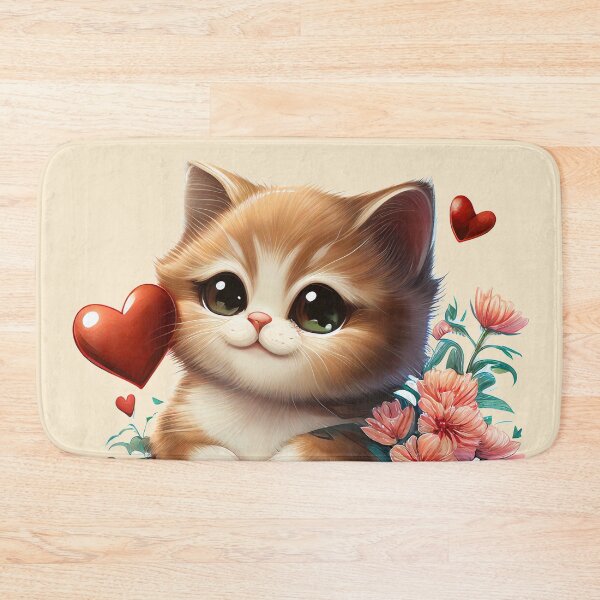 Item preview, Cuteness Overload Ginger Kitten with love hearts and flowers by Orikall designed and sold by HippieWorks.