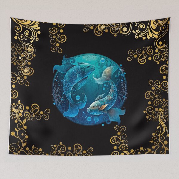 Item preview, PISCES ZODIAC SIGN ON BLACK FONT designed and sold by ORIGENcreate.