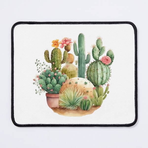 Item preview, Cactus Garden and Pink Flowers Watercolor designed and sold by Alice Monber’s Illustration.