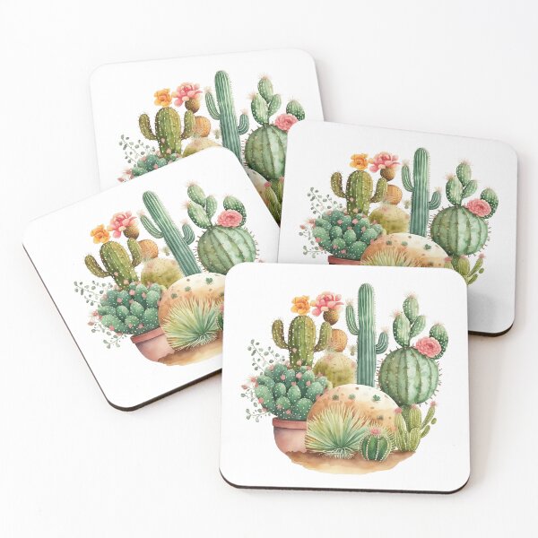 Item preview, Cactus Garden and Pink Flowers Watercolor designed and sold by Alice Monber’s Illustration.