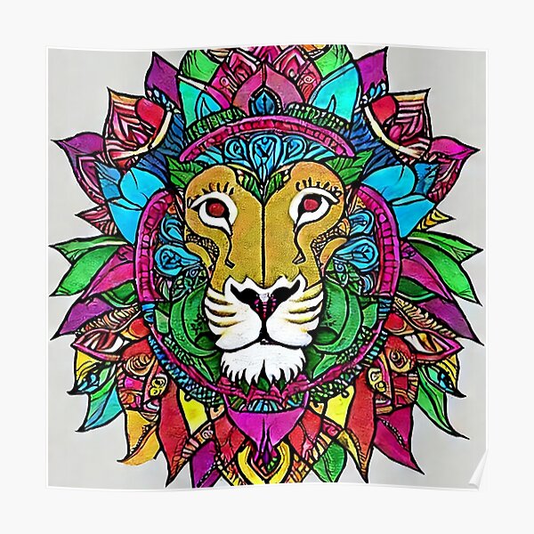 Mandala Lion Posters for Sale | Redbubble