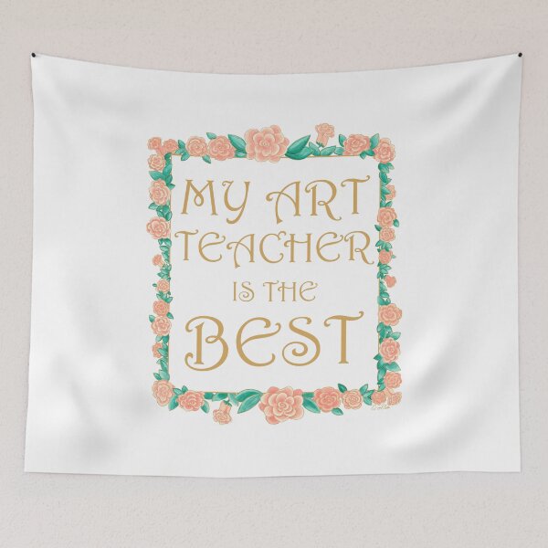 Artikelvorschau, Mein Kunstlehrer ist der Beste – Bestes Kunstlehrer-Geschenk – Gold- und Rosenrand – Weiß entworfen und verkauft von EcoElsa.