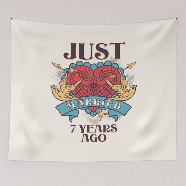 Item preview, Just Married 7 Years Ago Anniversary Marriage Couple Celebrate Husband Wife designed and sold by brytfanna.