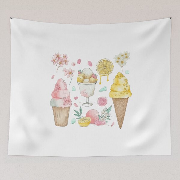 Item preview, Icecreams, Italian Lemons and Flowers designed and sold by Alice Monber’s Illustration.