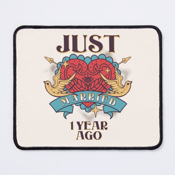 Item preview, Just Married 1 Year Ago Anniversary Marriage Couple Celebrate Husband Wife designed and sold by brytfanna.