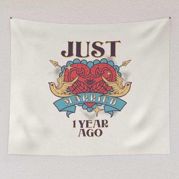 Item preview, Just Married 1 Year Ago Anniversary Marriage Couple Celebrate Husband Wife designed and sold by brytfanna.