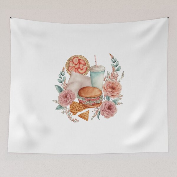 Item preview, Burguer and flowers Watercolor designed and sold by Alice Monber’s Illustration.