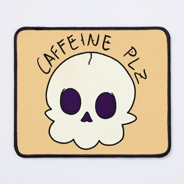 Item preview, "Caffeine Plz" skull designed and sold by stickerbyginger.