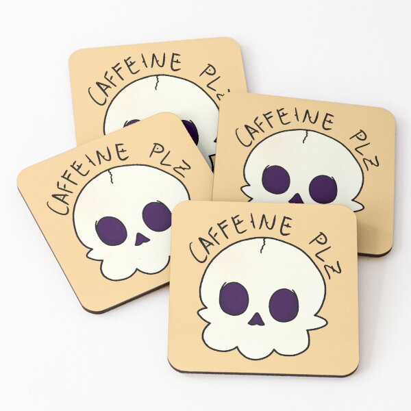 Item preview, "Caffeine Plz" skull designed and sold by stickerbyginger.