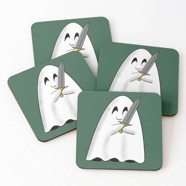Item preview, Cute Ghost with Sword | Wee Ghost Friend Has a Sword for You | Ghost Holding Sword designed and sold by ShireFolk.