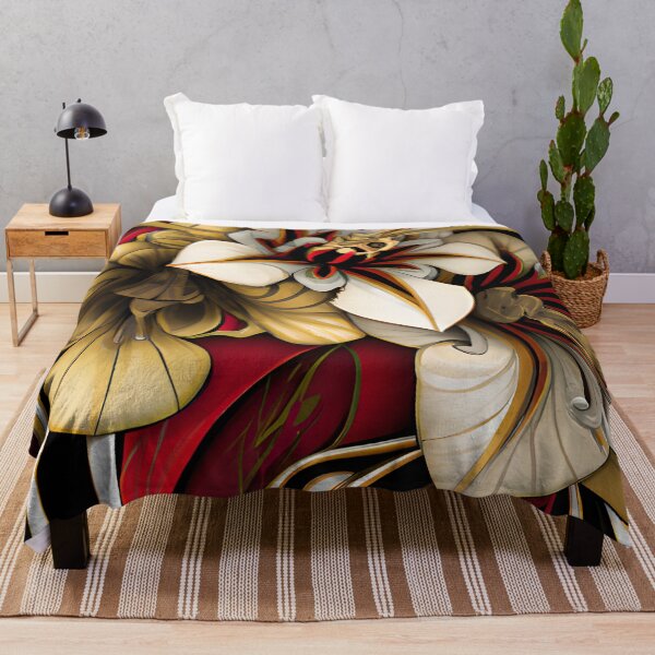 Item preview, Abstract white, gold and red flowers designed and sold by FGCART.