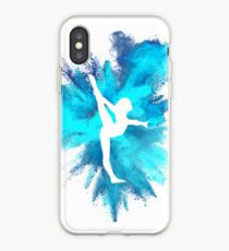 Gymnast Silhouette - Blue Explosion iPhone Case
