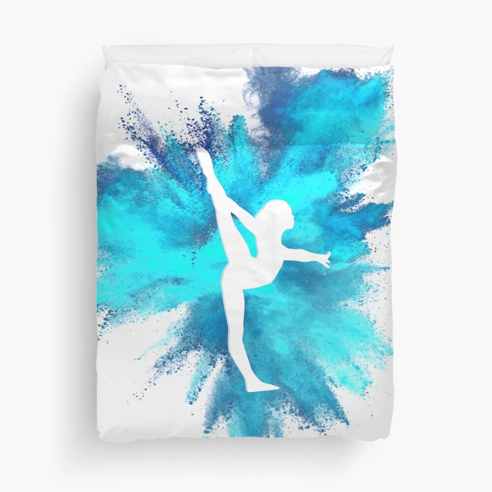 Gymnast Silhouette - Blue Explosion Duvet Cover
